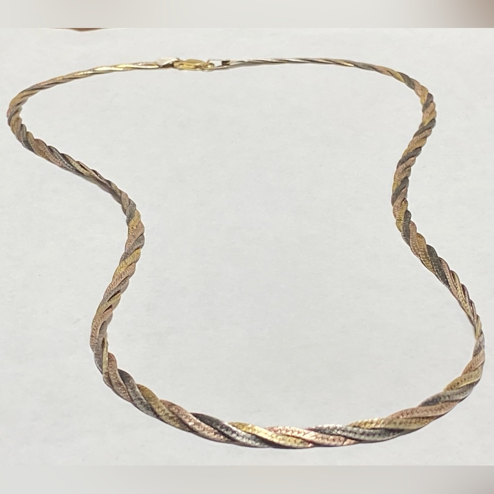 Braided herringbone Necklace marked 925 long 24”